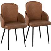 Dahlia Dining Chair in Black Metal, Chrome & Camel Leatherette (Set of 2)